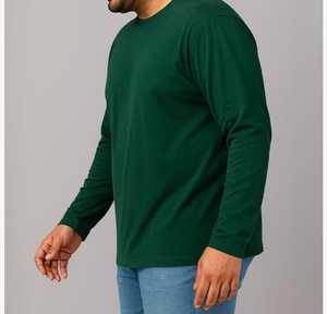 Men's Green Long Sleeve <b>T</b>-<b>Shirt</b> O-Neck Solid Regular Fit Casual - Product Image 2