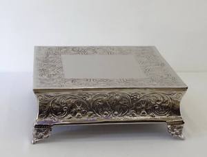 Ensemble de supports à gâteaux en forme d'écuyer de haute qualité 4-6 14 18 22 pouces en métal aluminium en relief argent fini fournitures de décoration de gâteau - Product Image 6