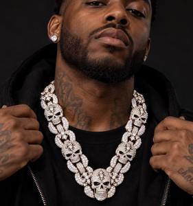 Collar de Moissanita con Diseño de Calavera, Cadena Gruesa con Colgante, Aspecto de Diamante Brillante, Joyería Streetwear - Product Image 1
