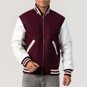 Veste universitaire en laine pour homme sur mesure, avec patch en chenille, manches en cuir, veste de baseball, veste de letterman, vente en gros OEM - Product Image 4