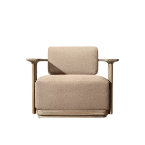 Sillón de Exterior Moderno, Madera de Teca Sólida, Reposabrazos Curvos, Asiento Profundo, Cojín de Secado Rápido Resistente a los Rayos UV, Muebles de Lujo para Villa - Product Image 5