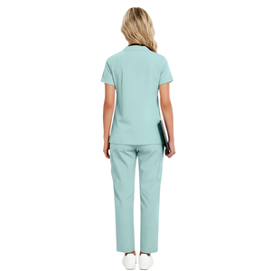 Conjunto de Uniforme Médico para Mujer, Blusa de Manga Corta y Pantalones Rectos, Poliéster/Algodón, Ropa de Trabajo para Hospitales, Clínicas y Enfermería - Product Image 2
