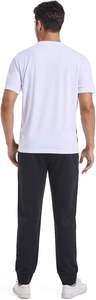 Hot Sale Men Vertical Striped Colorblock Tracksuit Short Sleeve T Shirt and Sweatpants Set Casual Athletic Sports Suit - Product Image 2