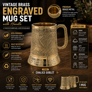 Handcrafted Brass Beer Mug | Vintage Engraved Metal Tankard <b>Cups</b> <b>for</b> Bar Decor Party Drinkware Gift Collection Home Display - Product Image 5