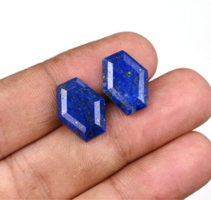 Best Selling <b>Lapis</b> <b>Lazuli</b> Hexagon Shape Step Cut High Polish 10x16mm Loose Cabochon Gemstone Jewelry Making Pendant Earrings Set - Product Image 3