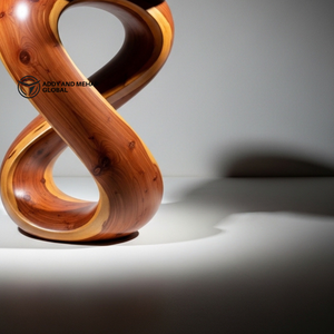 Table d'appoint en bois massif de luxe Infinity Twist |   Table d'appoint et ottoman en forme de 8, fabriqués à la main, pour la décoration de maisons et d'hôtels design - Product Image 4