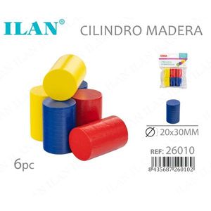 ILAN Cilindri in Legno Colorati 20x30mm, Set da 6 Pezzi, Giocattolo Educativo - Product Image 3