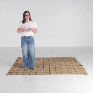 Tapis rectangulaire en jute à poils ras, style scandinave, écologique, pour salon - Product Image 5