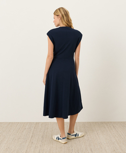 Robe en coton tissé pour femme, col en V, manches courtes torsadées, couleur unie, respirante, idéale pour l'été et les soirées - Product Image 2