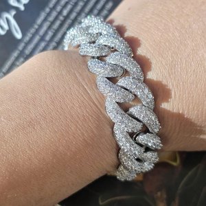 Bracelet jonc fin Hiphop minimaliste en moissanite, plaqué or et argent sterling 925, accessoire de luxe unisexe pour soirée - Product Image 2