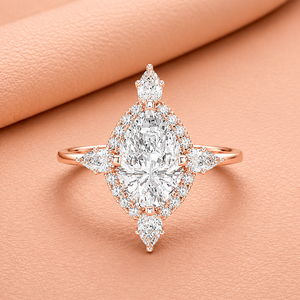 Pear Halo Lab Grown Diamond Engagement <b>Ring</b> 14K Solid Gold Rhodium Plated Vintage Bridal <b>Statement</b> <b>Ring</b> for Women Jewelry Gift - Product Image 3