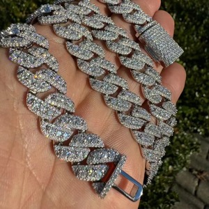 Cadena Cubana de Moissanita de Lujo Única en Plata de Ley 925 con Aspecto de Diamante, Collar Hip Hop para Uso Diario - Product Image 2
