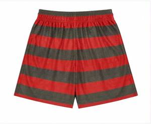 Shorts de basketball pour hommes, rouge et gris, en tissu peigné, avec logo sur le devant, taille élastique, respirant, séchage rapide, décontracté - Product Image 2