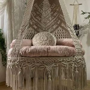 Beige Macrame swing,hängesessel,<b>Hanging</b> <b>Chair</b>, Rocking <b>Chair</b>, Macrame swing <b>chair</b>,<b>hanging</b> <b>chair</b> - Product Image 1