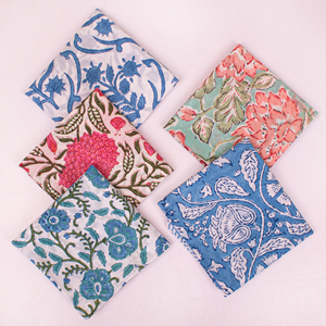 Fashionable Summer Collection Eco-Friendly Cotton Hand Block Printed Floral Pattern Breathable <b>Tie</b> <b>Back</b> Multifunctional Bandana - Product Image 2