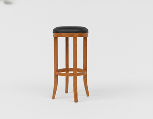 Taburete de Bar Redondo Moderno de Madera de Caucho con Diseño Completamente Redondo, Duradero y Fácil de Limpiar, Muebles para Sala de Estar - Product Image 1