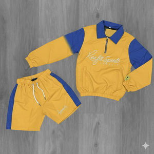 Ensemble de survêtement sportif personnalisé Rexfit en nylon, coupe-vent rose avec fermeture éclair, veste à capuche et short 100 % nylon - Product Image 3