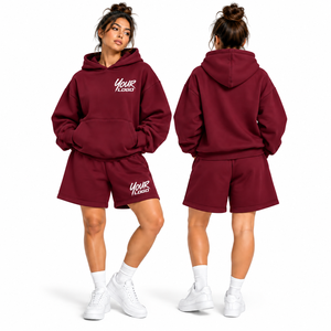 Conjunto de Sudadera con Capucha y Pantalones Cortos para Mujer, de Alta Calidad, Cómodo, Deportivo e Informal, Conjunto de Dos Piezas - Product Image 3