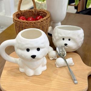 Large Capacity Household Office Coffee Cup Birthday Gift Water Cup Cute Cartoon <b>Dog</b>-Shaped White <b>Ceramic</b> Mug - Product Image 2