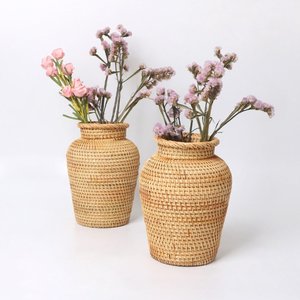 Tall Long <b>Floor</b> and Table Top Flower Vase Rattan Handmade White Big Vases for Artificial Flowers Living Room <b>Accessories</b> - Product Image 3