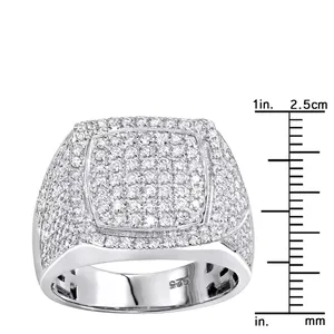 Anillo de Diamantes EtherStar de 1.25ct para Hombre, Oro, Corte Cuadrado, Halo, Pavé, Diseño Iced Out, Tipo Signet - Product Image 2