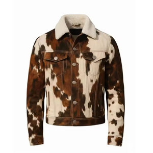 Chaqueta de Cuero con Pelo para Hombre, Diseño de Lujo, Transpirable y Ecológica, con Logotipo Frontal, de Alta Calidad, en Oferta - Product Image 1
