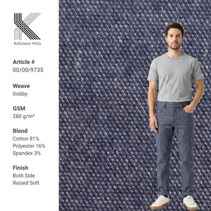 Tissu Dobby Indigo 280GSM Coton Polyester Spandex Tissu Tissé Extensible Lourd Finition Douce Fournisseur OEM ODM - Product Image 1