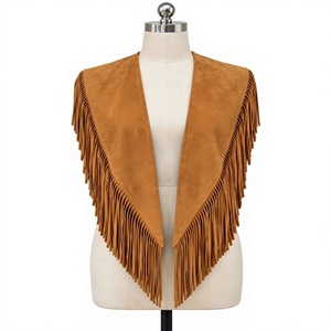 Women's Faux Leather Fringe Vest Collarless Open Front Bohemian Tassel <b>Waistcoat</b> Summer Top Custom Logo - Product Image 1