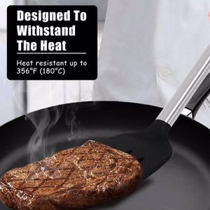 Solid Pink Silicone Turner <b>Spatula</b> Set Heat Resistant Kitchen Utensils for Cooking <b>Fish</b> Eggs Pancakes-Pack 2 - Product Image 5