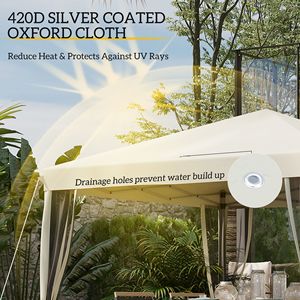 Outdoor 10 X 10 Beige <b>Canopy</b> Pop-Up <b>Tent</b> with 4 Mesh Sidewalls Instant Setup for Party Events - Product Image 5