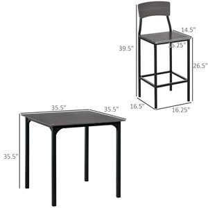 5-Piece Counter Height <b>Bar</b> <b>Table</b> Set with Space Saving Design Square <b>Kitchen</b> <b>Table</b> Chairs with Metal Legs Indus Dining Room Set - Product Image 3