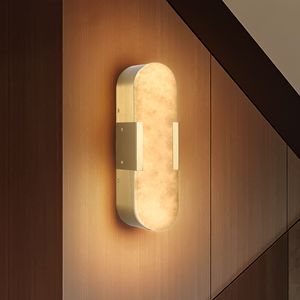 Applique da Parete in Marmo Naturale da 35 cm, Set di Applique Moderne Dorate per Interni, Illuminazione a Parete per Bagno, Soggiorno, Camera da Letto - Product Image 1