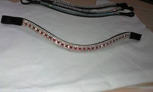 Diadema de Cuero con Cristales de Lujo Personalizada para Caballo, Accesorios Ecuestres Brillantes, 50x20x40cm, Modelo ADIBA OVERSEAS AO/BB/45 - Product Image 3
