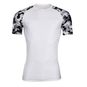 2026 Rashguard Premium Blanc à Manches Courtes pour Homme avec Manches Camouflage, en Polyester à Séchage Rapide, pour Adultes - Product Image 2