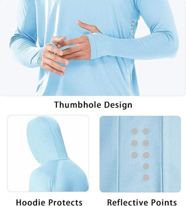 Camiseta de Manga Larga Personalizada para Hombre, Diseño con Orificios para los Pulgares, Color Azul Cielo, Camiseta Deportiva con Capucha - Product Image 3