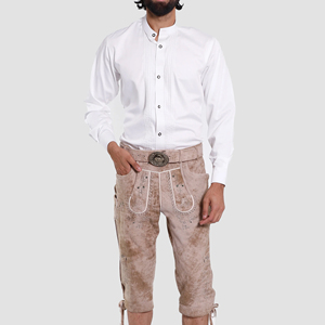 Pantalones Cortos Bávaros Personalizados de Última Moda y Alta Calidad en Cuero Genuino de Vaca Fresca, Lederhosen para Hombre - Product Image 1