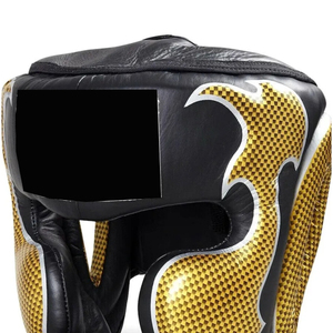 Custom Logo Professional Boxing Head Guard Gold Carbon Fiber Pattern Sparring Helmet for MMA - Product Image 5