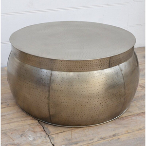 New Arrival Hammered Brass Coffee <b>Table</b> <b>Round</b> Modern Contemporary Living Room Furniture <b>Gold</b> Finished Metal Top - Product Image 4