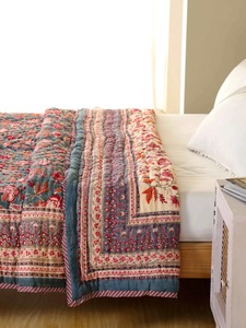 Bohemian Printed Cotton <b>Quilt</b> With Floral Pattern Handmade All-Season <b>Bedding</b> Set - Product Image 3