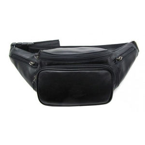 Unisex Black Microfiber Waist Bag With Zipper Closure For Daily Use - Product Image 5
