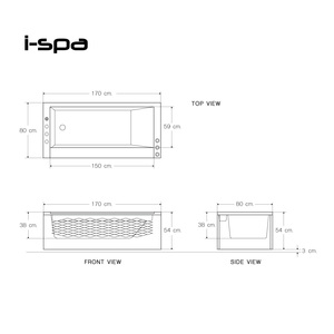Bañera Rectangular de Acrílico I-Spa de 1.7m, Diseño Moderno con Hidromasaje y Aire Comprimido, Luz de Colores Controlada por Computadora - Product Image 5