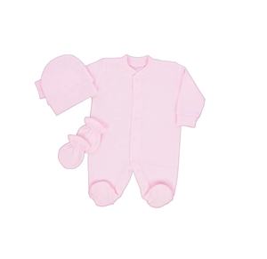 Vente en gros de barboteuses bebemekan modernes et luxueuses de haute qualité en tricot de coton 100% avec fermeture à boutons et manches longues pour bébés roses - Product Image 1