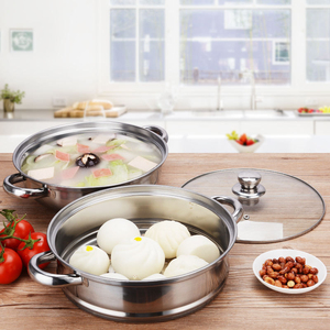 Stainless Steel Soup <b>Pot</b> with Glass Lid Double Handles <b>Induction</b> Compatible Modern Design Multi-layer Coating Dishwasher Safe - Product Image 3