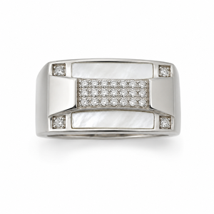 925 Sterling Silver Diamond <b>Mens</b> <b>Ring</b> High Polish Geometric Rectangle Wedding Party Daily Wear Gift Jewelry Band - Product Image 2