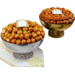 Bol à chocolat en acier inoxydable de qualité supérieure avec calligraphie arabe, plateau de service en métal pour les bonbons arabes et les chocolats, pour la maison - Product Image 1