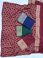 Sari Banarasi Vert Riche avec Bordure Zari Antique, Tenue Traditionnelle de Mariage, Doux, Texture Litchi, Indien, Festif, Ethnique, Infroissable