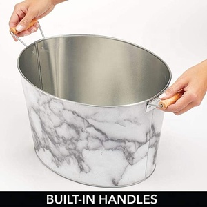 Marble Gray Metal Bottle Cooler Decorative Drinks Cooler with Handles Ideal as a Drinks Tub for Wine <b>Beer</b> Champagne Customizable - Product Image 5