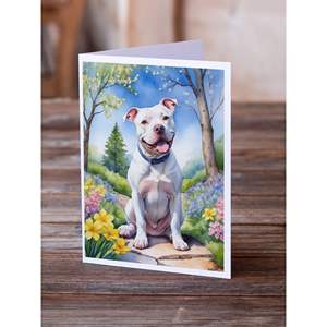 Lunatique A7 Taille 5x7 Nouveau Pit Bull Terrier Printemps Chemin Cartes De Voeux Pack de 8 Cartes De Note Vierges avec Enveloppes - Product Image 2