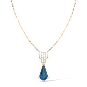 Collar con Colgante de Piedra Azul y Diamantes Estilo Art Deco - Product Image 1