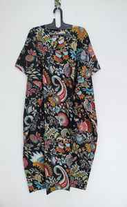 Robe kaftan en coton indien faite à la main, paréo de plage, coupe décontractée, kimono - Product Image 3